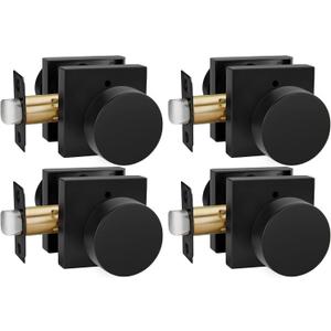 goldenwarm Privacy Black Interior Door Knobs, Zinc-Alloy Heavy Duty Interior Door Knobs Bedroom, Contemporary Door Knob Handle Privacy, Matte Black Door Knob Interior for Bathroom(4 Pack)