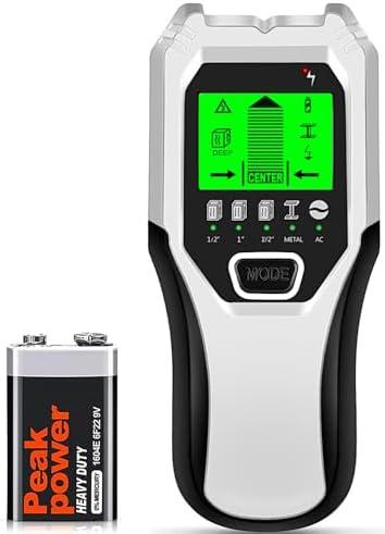 Stud Finder Wall Scanner 5 in 1 Multifunctional Upgraded Smart Wall Scanner, Stud Sensor Beam Detector with Battery for Wood Metal and AC Wire Detection, Comes with HD LCD Display and Audio Alarm