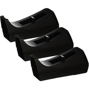 Business Source 32954 Tape Dispenser, Holds 1/2-Inch -3/4-Inch x36 Yds, 1-Inch Core, Black (Pack of 3) (1 In (Pack of 3))