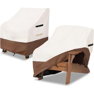 Adirondack Chair Cover 2 Pack,Waterproof Heavy Duty Patio Furniture Covers,Patio Adirondack Chair Covers for Outdoor Chairs(30 W x 34 D x 36 H inches) Beige & Brown