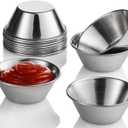 Small Sauce Cups, Stainless Steel Ramekin Dipping Sauce Cup, Commercial Grade Individual Round Condiment cups (12, 1.5 oz.)