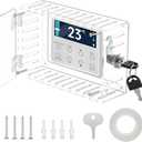 Thermostat Lock Box with Key, Clear Thermostat Lock Box Cover with Key, Thermostat Cover with Lock, Thermostat Guard for Thermostat on Wall 5.9" H x 4" W or Smaller, AC Lock Box Cover with Key