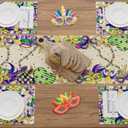 XCHI Masks Hats Beads Mardi Gras Table Runner Carnival Table Decoration for Masquerade Party Home Kitchen Dining Holiday Decor 13x108 Inch