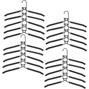 Clothes Hangers Space Saving: 4 Pack 5 in 1 Multi Layer Metal Hanger Racks Non-Slip Foam Padded Heavy Duty Thick Magic Hanger Closet Organizers and Storage for Coat Sweater Suit T-Shirt.