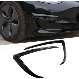Tesla Model 3 Front Fog Light Trim Cover Fog Lamp Frame Blade Trim Eyebrow Spoiler for Tesla Model 3 2017 2018 2019 2020 2021 2022 2023 (Black)