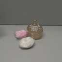 Tioncy 3 Pcs Large Body Powder Puff and Container Powder Container with Puff Powder Puff Crystal Container Soft Washable Reusable Velour Face Body Glitter Powder Puff Wet Dry Makeup(Amber)