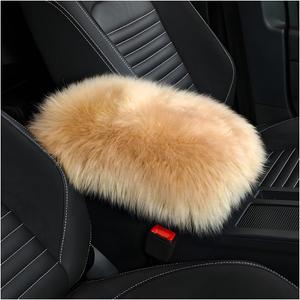 Car Center Console Cover Pad, Fluffy Middle Console Pad Armrest Seat Box Cover, Universal Furry Arm Rest Decoration Protector for Car Truck SUV, Interior Car Accessories (Brown)
