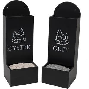 Chicken Oyster Shell and Grit Feeder Wooden Automatic Poultry Feeder Chicken Coop Accessories Supplies