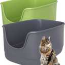 Gefryco Jumbo Cat Litter Box with High Sides, Extra Large for Muti Cats Open Big Cat Litter Box Anti-Splashing, High Wall Litter Tray for Indoor Medium and Large Cats(2Pack)