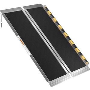 4FT Portable Wheelchair Ramp Aluminum Folding Handicap Ramp with Handle, Threshold Wheel Chair Ramp for Home Steps, Stairs, Entry, Curbs, Doorways, Non-Skid, Mobility Scooter Compatibility