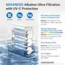 LCF 0.01μm Ultra-Filtration Under Sink Water Filter System, 3-Stage Alkaline Mineral pH+ Water Purifier, LED UV-C Ultrąviolët SUS304 Faucet, Reduces up to 99.9% of Baçtёria, Bad Taste & Chlorine