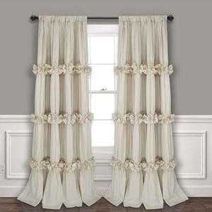 Thermal Insulated Blackout Window Curtains, 54" W x 84" L (Pair), Boho Ruched Window Treatments with 3 Rows of Butterfly Flowers, Rustic Rod Pocket Drapes for Room, Camel (LQ-30)