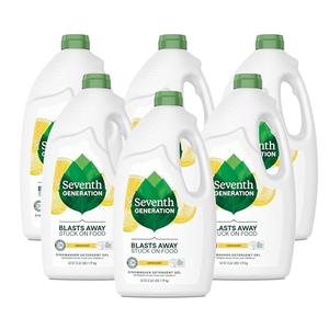 Seventh Generation Dishwasher Detergent Gel Liquid Soap Lemon Scent Dish Detergent 42 oz, Pack of 6