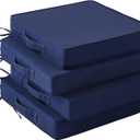 Patio Chair Cushions, 19" x 19" x 3" Outdoor Chair Cushions Set of 4, Waterproof Outdoor Cushions for Patio Furniture, Outdoors Seat Cushions with Handle and Ties, Navy Blue