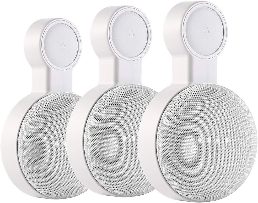 PEF Outlet Wall Mount Holder for Google Nest Mini and Google Home Mini, A Space-Saving Accessories with Cord Management for Google Mini Smart Speaker, No Messy Wires or Screws (3 Pack)