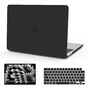 B BELK Compatible with MacBook Air 15 inch Case M5 2026 2025 2024 2023 M4 M3 M2 A3448 A3241 A3114 A2941 Liquid Retina Display, Matte Plastic Hard Shell Case + Keyboard Cover + Screen Protector, Black