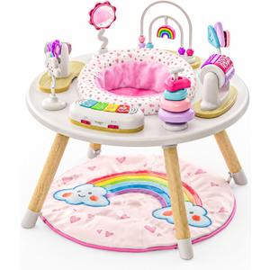 Move2Play 4-in-1 Baby Activity Center | Montessori-Inspired Design | 8 Interactive Toys | Tummy Time, Exersaucer & Toddler Table | Shower Gift | Essential | Must Have for 3, 6, 12 Month Old (Rainbow)