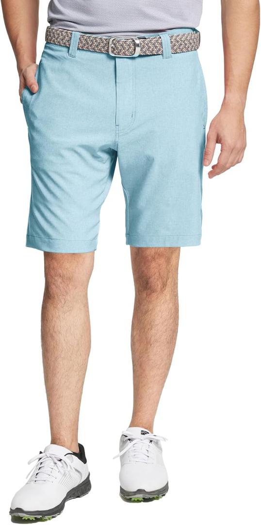 M MAELREG Golf Shorts Men 7 inch 9 inch Lightweight Dry fit Stretch Flat Front Casual Sport Heather Hybrid Flex Mens Shorts (Sky Blue)
