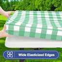Smiry 5FT Picnic Table Cover with Bench Covers, Elastic Fitted Tablecloth | Waterproof Washable Rectangle Tablecloths ,Buffalo Plaid Tablecloth for Dining, Camping (Sage Green & White, 30" x 60")