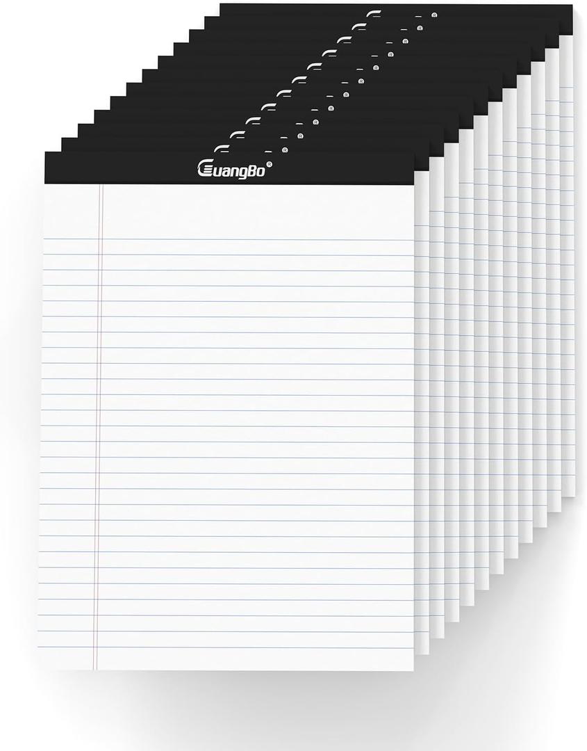 12 Pack White Legal Pads 8.5 x 11 Wide Ruled Note Pad 50 Sheets Notepads Micro Perforated Writing Pad for Work Study Daily Note Taking List