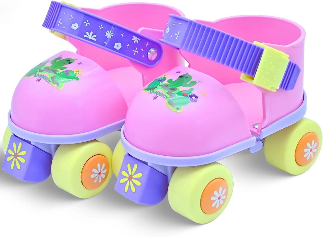 Kids Roller Skates Girls and Boys Ages 2-6, Toddler Rollerskates Adjustable Quad Skate Shoes for Beginners (Pink)
