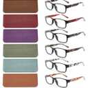 BLS BLUES Reading Glasses for Women/Men Blue Light Blocking, Fashion Readers Anti Eye Strain/Migraine Eyeglasses 6 Packs/Case 1.25