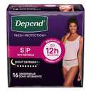 Depend Night Defense Adult Diapers, Incontinence & Postpartum Bladder Leak Underwear for Women, Disposable, Overnight, Small, Blush, 16 Count