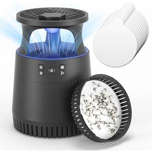 Fly Trap Indoor for House, Light Insect Trap with Detachable Base & 10 Sticky Glue Boards, Kills Fruit Flies, Mosquitoes, Gnats in Kitchen, Bedroom, Office