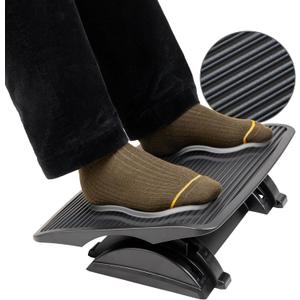 Mind Reader Foot Rest, Under Desk at Work, Ergonomic, Height Adjustable, Office, Plastic, Black