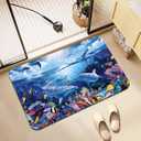 Bathroom Rugs Non Slip Quick Dry Bath mat Rubber Bathroom mat, Super Absorbent Bath mat, Washable Bathroom mat Bath Rugs, Shower Mat Bath Mats for Bath Floor, 15.7x23.6in, Dolphin