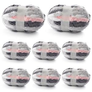 8 Pcs Chunky Yarn for Hand Knitting - Chunky Chenille Yarn for Crocheting - Fluffy Yarn for Crochet - Jumbo Yarn for Hand Knitting 200 yds 61.6 oz of Super Bulky Yarn (Dark Grey-Pink-White)
