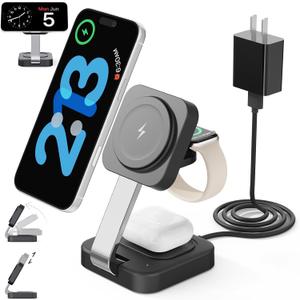 2 x RYND 2026 Traveling Wireless Mag-Safe Fast Charging Station,Magnetic 3 in 1 Charger with iPhone 17 16 15 14 13 12 Pro Max Plus,Apple Watch Series & Air pods 4 3 2 Pro-Gifts for Wife & Husband(Black)