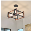 HuisMier 4Light Farmhouse Ceiling Light Fixtures, Rustic Wood and Metal Semi Flush Mount Ceiling Light Black Industrial Chandelier for Dining Room Hallway Kitchen Entryway Bedroom Living Room