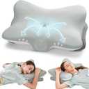 Krightlink Ergonomic Memory Foam Cervical Pillow for Neck Pain Relief - Contour Design with Dual Heights for Side/Back/Stomach Sleepers with Washable Breathable Pillowcas