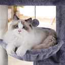 AIWIKIDE 37.4" Cat Tree Tower with Twin Cat Condos for Indoor Cats, All-in-One Activity Center with Cat Scratching Post Cozy Sleeping Perch Hammock and Toy Balls,Grey
