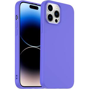 Designed for iPhone 14 Pro Max Case, Silicone Ultra Slim Shockproof Phone Case with Soft Anti-Scratch Microfiber Lining, [Enhanced Camera Protection] 6.7 inch (Purple)