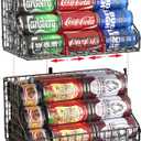 Stackable Can Organizer for Pantry,2 Tier Soda Can Organizer with 4 Adjustable Dividers Holds 42 Cans,Can Storage Rack Holder for Canned Goods,Can Dispenser for Refrigerator,Fridge,Countertop,2 Pack (2 Pack Widen With Dividers, Black)