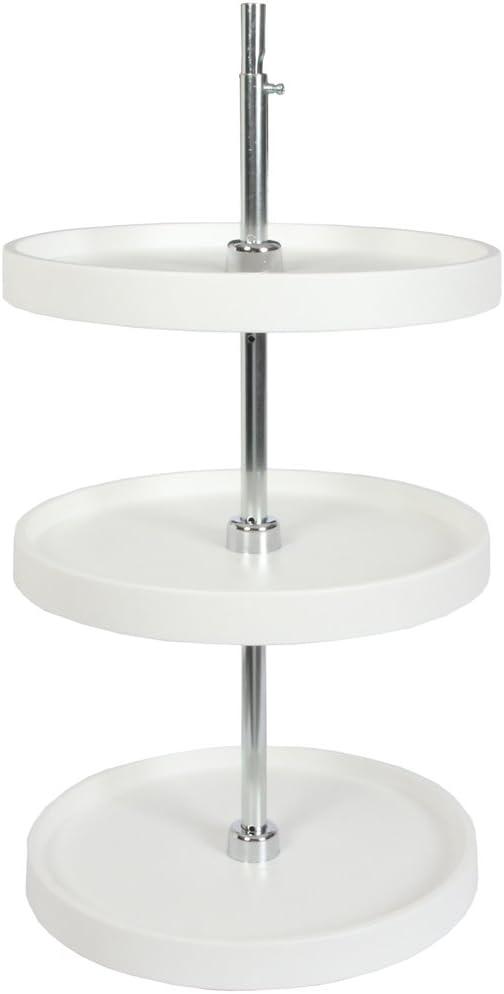 Knape & Vogt PFN18S3T-W 40.25 by 18 by 18-Inch 3-Tier Round Polymer Lazy Susan Cabinet Organizer, Full,White
