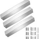 Grill Heat Plates Shields Replacement Parts, Compatible with Chargriller Char Griller 5050 5650 3001 3008 4000 5072 Grills, 3PCS Stainless Steel Burner Covers, Flavor Bars with Support Bracket