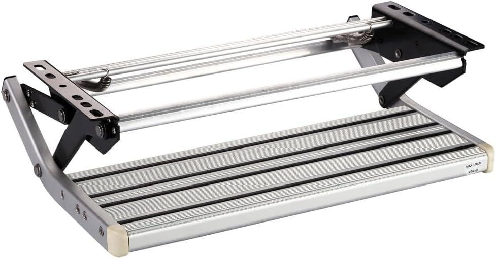 GEARFLAG Manual RV Step Folding Aluminum Entry Step with Anti-Slip Surface, 440 lbs Capacity for Camper, Trailer, Motorhome