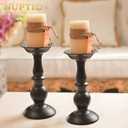 2 Pcs Black Pillar Candle Holders, Most Ideal for 3" Pillar Candles, Gifts for Wedding, Party, Home, Spa, Reiki, Votive Candle (2 x L)