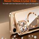 Magnetic for iPhone 15 Pro Max Case with Privacy Screen Protector & Full Camera Cover,[Non-Yellowing] Plating Glossy Soft Shockproof Clear Phone Case with MagSafe Women Girls for 15 ProMax,Gold