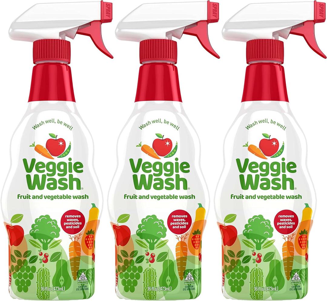 Veggie Wash Fruit and Vegetable Wash, Ideal for Cleaning Produce, 16 Fluid Ounce, Pack of 3