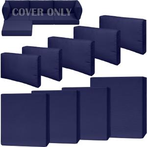 9 Piece Outdoor Patio Waterproof Cushion Covers, Fits 4-Seat Wicker Rattan Sectional Couch Chair Furniture Cover Replacement Set - Fade-Resistant Patio Cushion Covers with Zipper