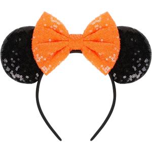 2 x WOVOWOVO Halloween Mouse Ears Headbands for Women Bow Mouse ear Headband Sequin Hairbands Cosplay Costume Hair Accessories