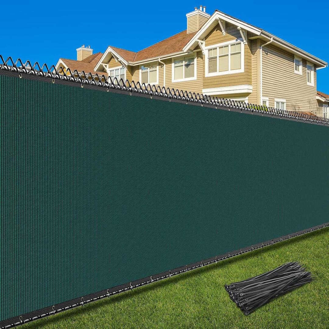 5X50FT Privacy Screen Fence, Heavy Duty Fencing Shade Cover, 170GSM 90% Blockage Mesh Shade Net for Wall Garden Yard Backyard (5 ft X 50 ft, Dark Green)