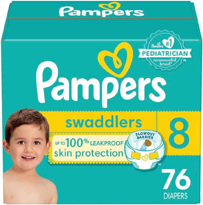 Pampers Baby Diapers - Swaddlers - Size 8, 76 Count, Ultra Absorbent Disposable Infant Diaper (Size 8)