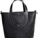 Genuine Leather Purse for Women: Designer Leather Bucket Bags for Ladies - Fashion Satchel Handbag for Travel (Black)