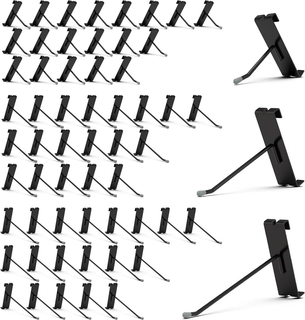 HUHOLE 60 Pack Gridwall Hooks 2 Inch, 4 Inch, 6 Inch, Black Metal Display Hangers for Wire Grid Panel Heavy Duty Retail Store Fixtures, Garage Organizer, Craft Fair & Jewelry Rack (20lbs Capacity)