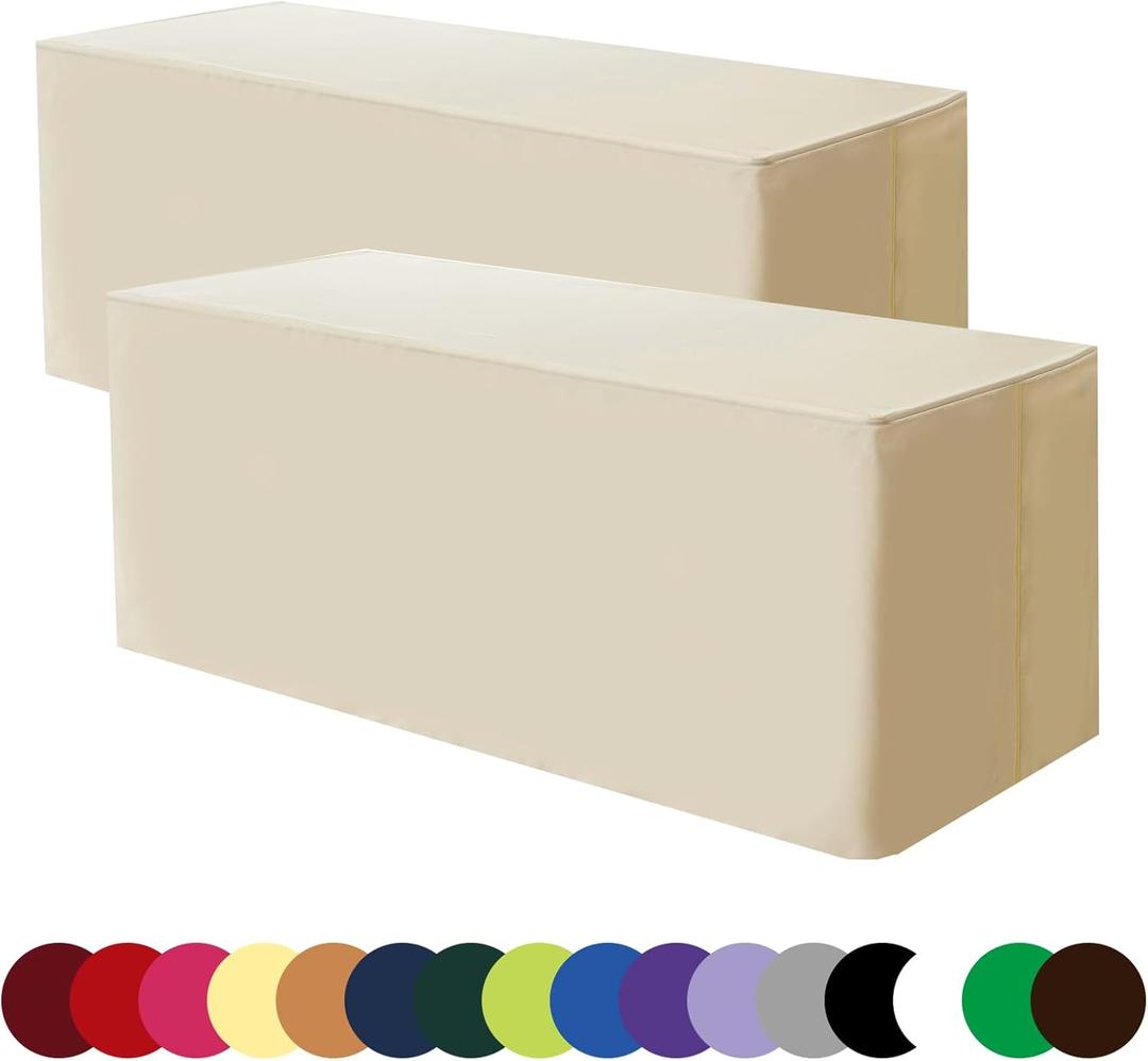 Tablecloth Ivory 6FT Tablecloth Fitted Table Covers for 6 Foot Rectangle Tables - Water Resistant Washable Fabric Polyester Table Clothes for Parties, Trade Show72L x 30W Inches